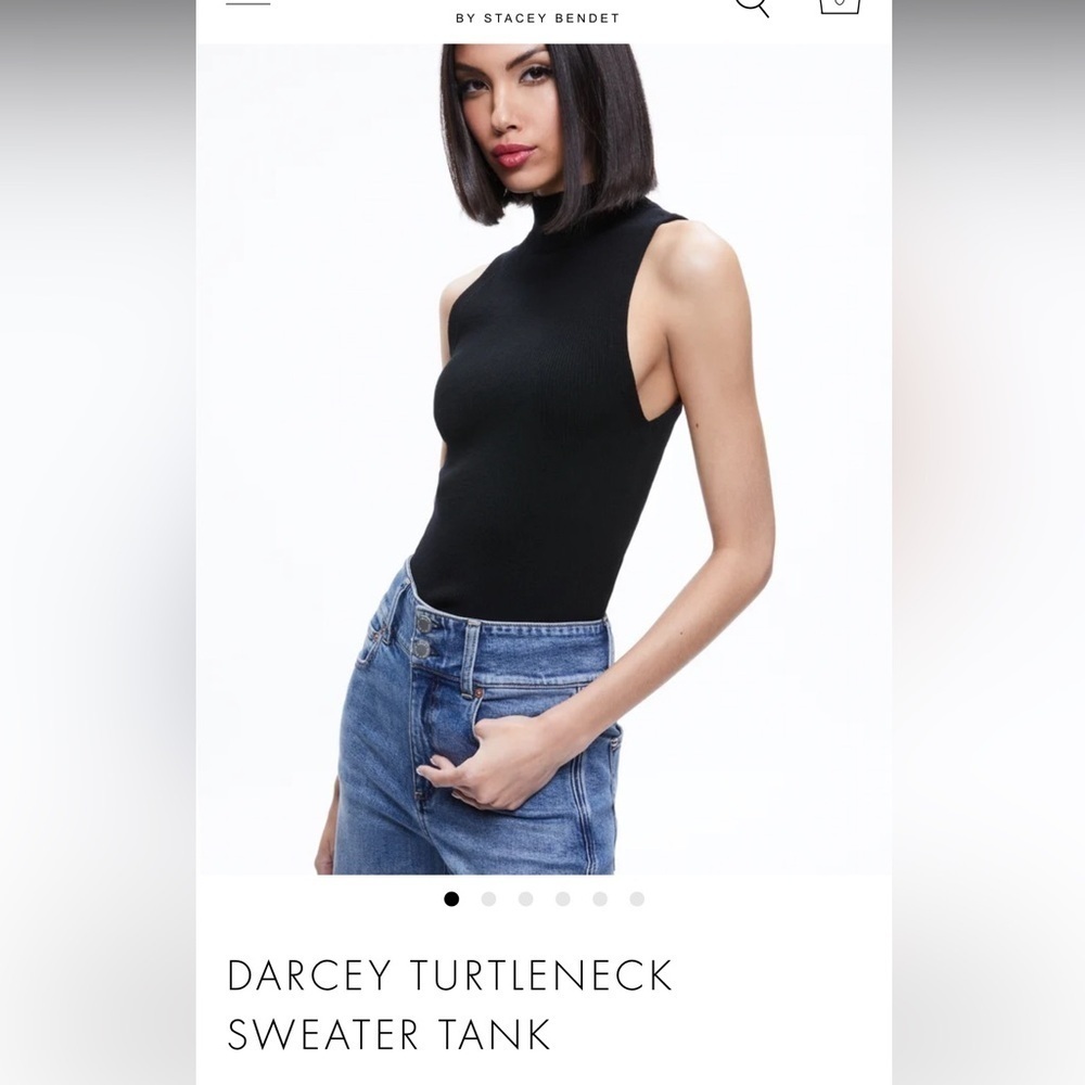 Alice + Olivia Black Darcey Turtleneck Sweater Tank.